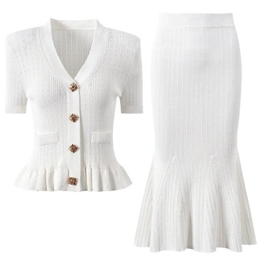 MIONA KNIT CO ORD SET White