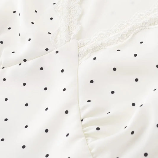 CHARIS POLKA DOT MIDI DRESS WHITE