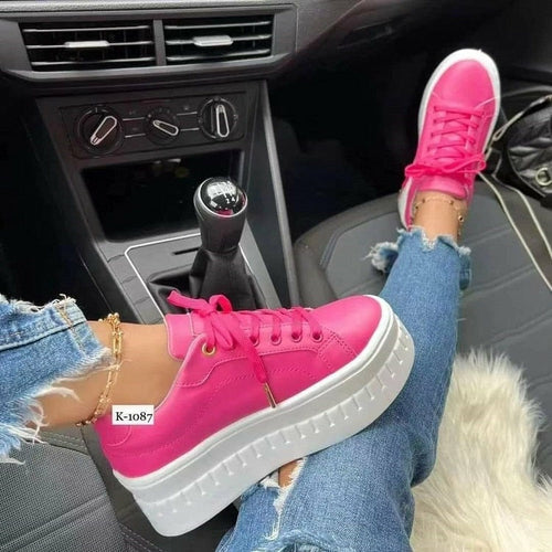 Platform Sneakers - Women Rosy Red