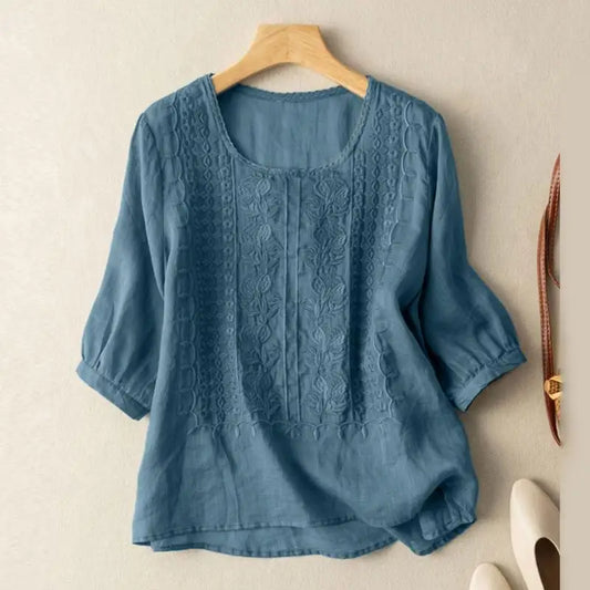 Aurora™ | Women’s Embroidered Relaxed Blouse Blue