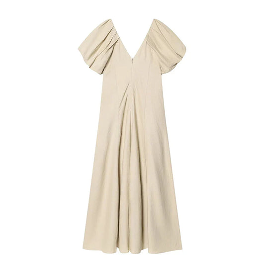 MIRELA PUFF SLEEVE MIDI DRESS