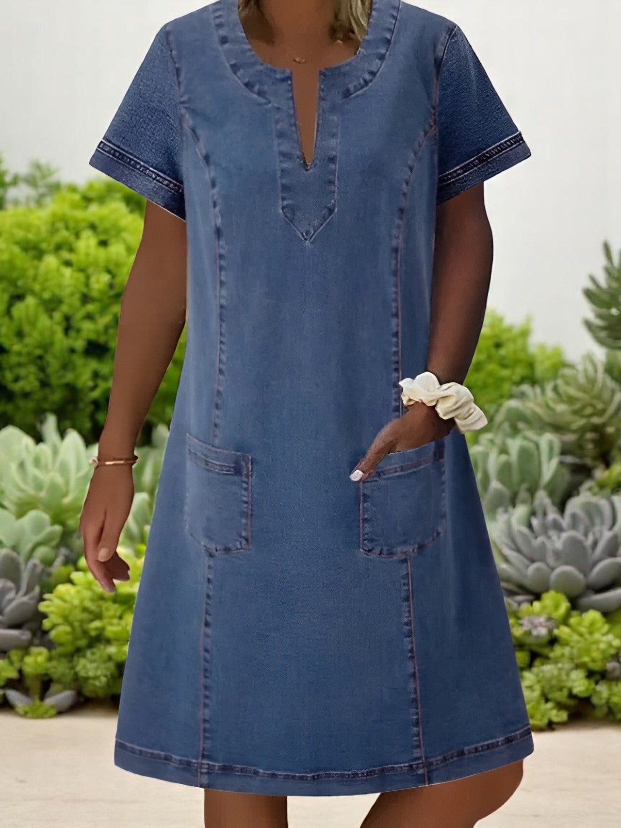 Blythe | Soft Denim Dress with Short Sleeves