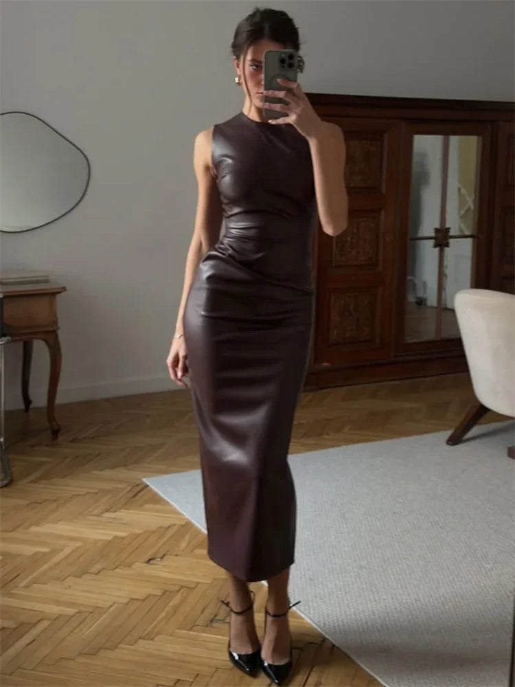HANNA FAUX LEATHER DRESS