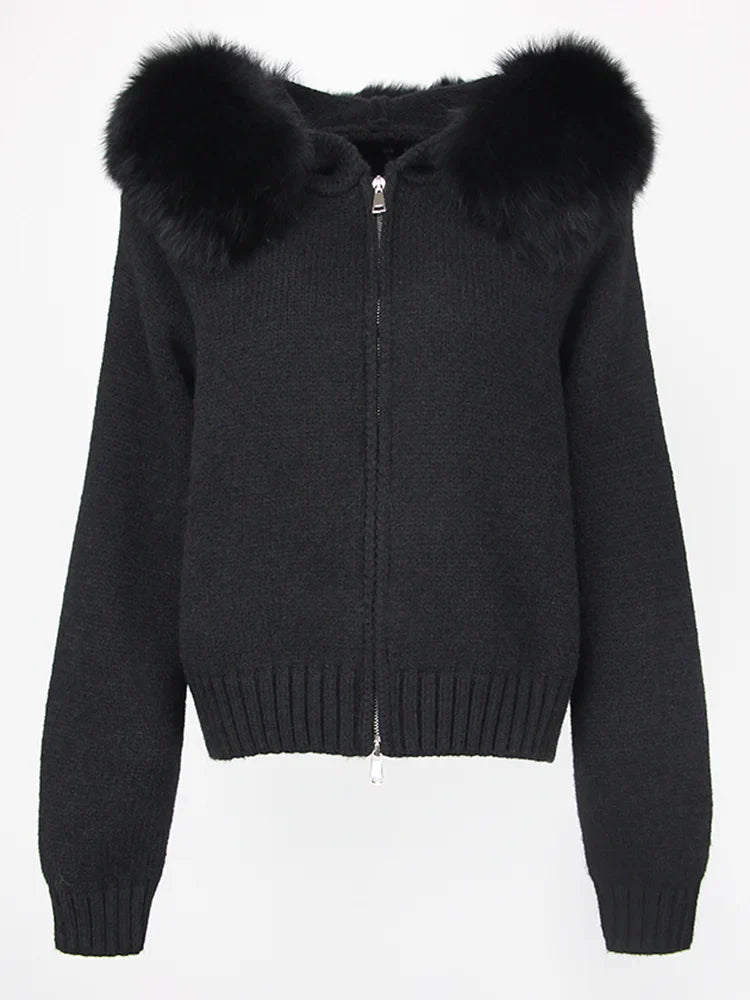ANAES FOX FUR CARDIGAN JACKET