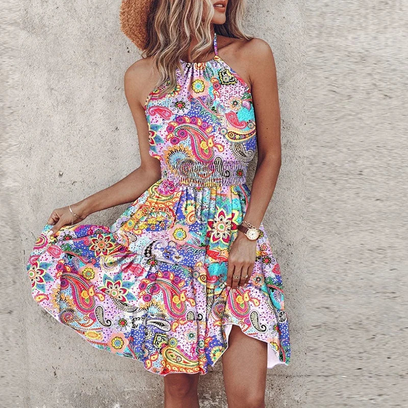 Lacy | Backless Asymmetrical Printed Mini Dress