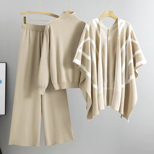 Sophie | Soft Comfortable Knitted 3-Piece Set Apricot