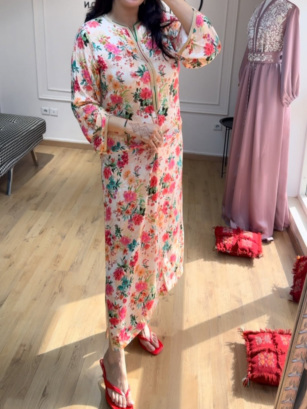 Casual long-sleeved printed loose dress