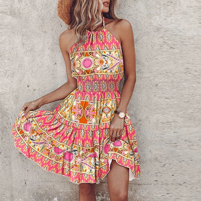 Lacy | Backless Asymmetrical Printed Mini Dress