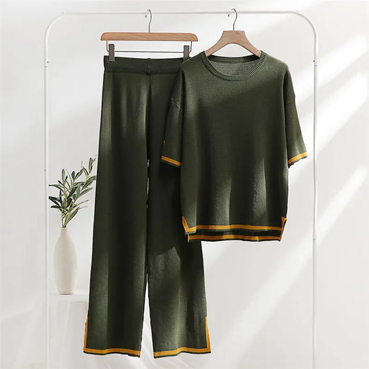 Annette | Elegant Knitted 2-Piece Set Green