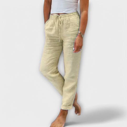 Stacy - Light Linen Trousers Beige