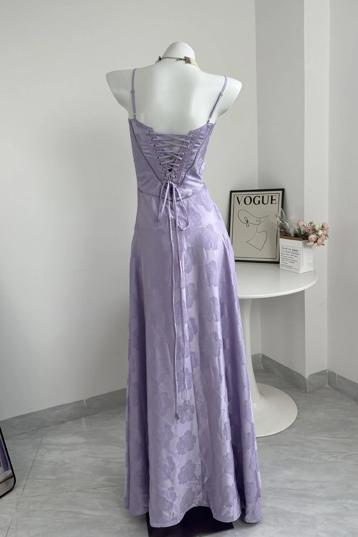 Floral Tie-Back Maxi Dress - Purple