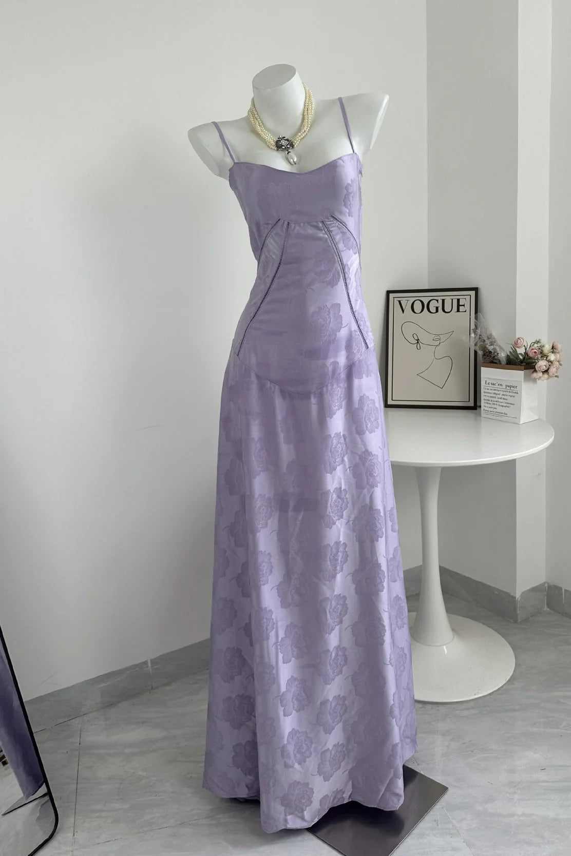 Floral Tie-Back Maxi Dress - Purple