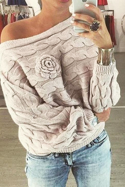 Ticket to Cozy Rose Knit Sweater - 2 Colors Beige