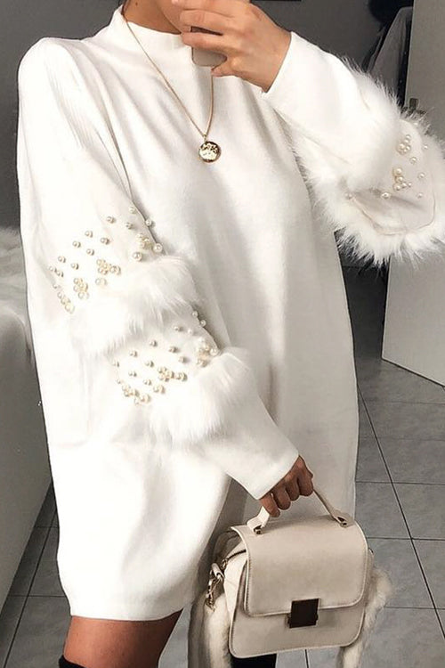 Never Stop Loving You Fluffy Knit Mini Dress - 3 Colors White