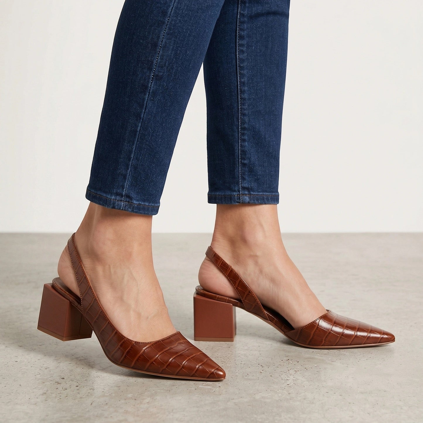 Victoria — Comfortable Slingback Heels With Elegant Pointed Toe Orthopaedic Design Brown