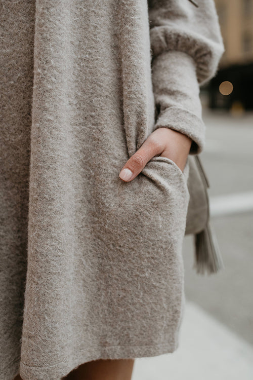 When We First Met Khaki Long Sleeve Pocket Dress