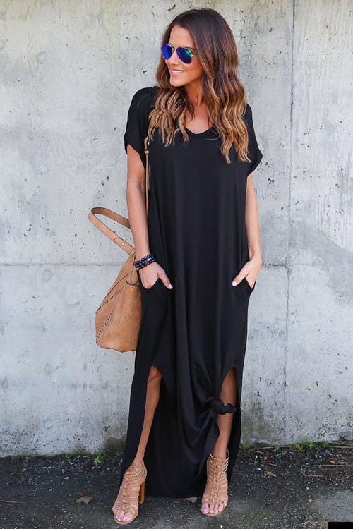 Ocean of Elegance Pocket Maxi Dress - 5 Colors Black