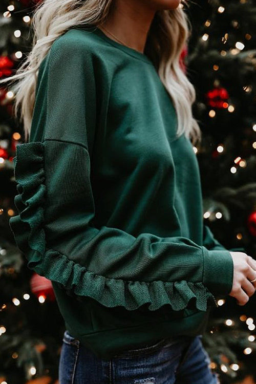 Jingling Ruffle Up Sleeve Sweatshirt - 2 Colors