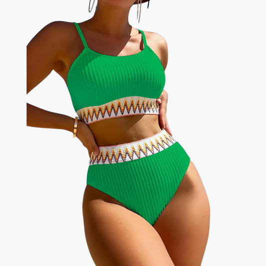 Ribbed High Waist Bikini - Women’s Flattering Swimwear Set