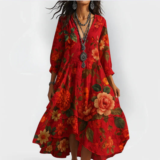 Soraya™ – Breezy Boho Dress With a Body-Flattering Flow Crimson Vine