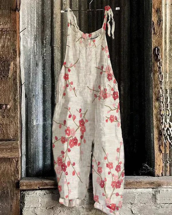 Marini™ | Japanese Retro Jumpsuit in Plum Blossom Art