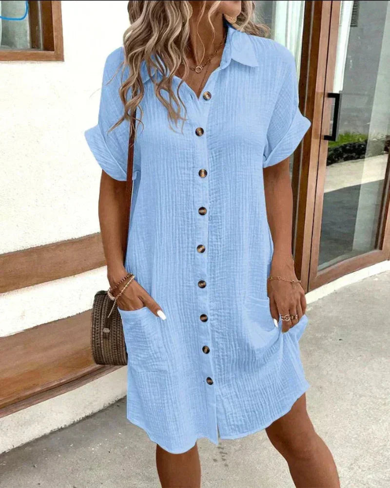 Hailey - Women’s Retro Cotton Shirt Dress