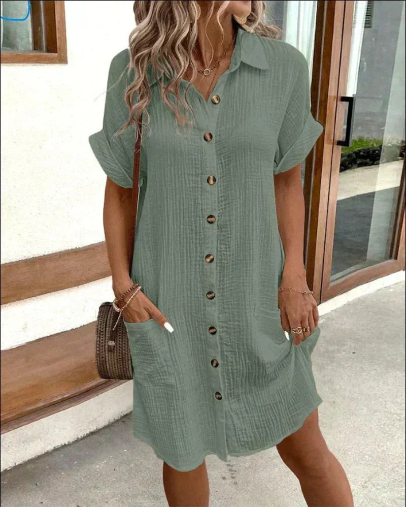 Hailey - Women’s Retro Cotton Shirt Dress