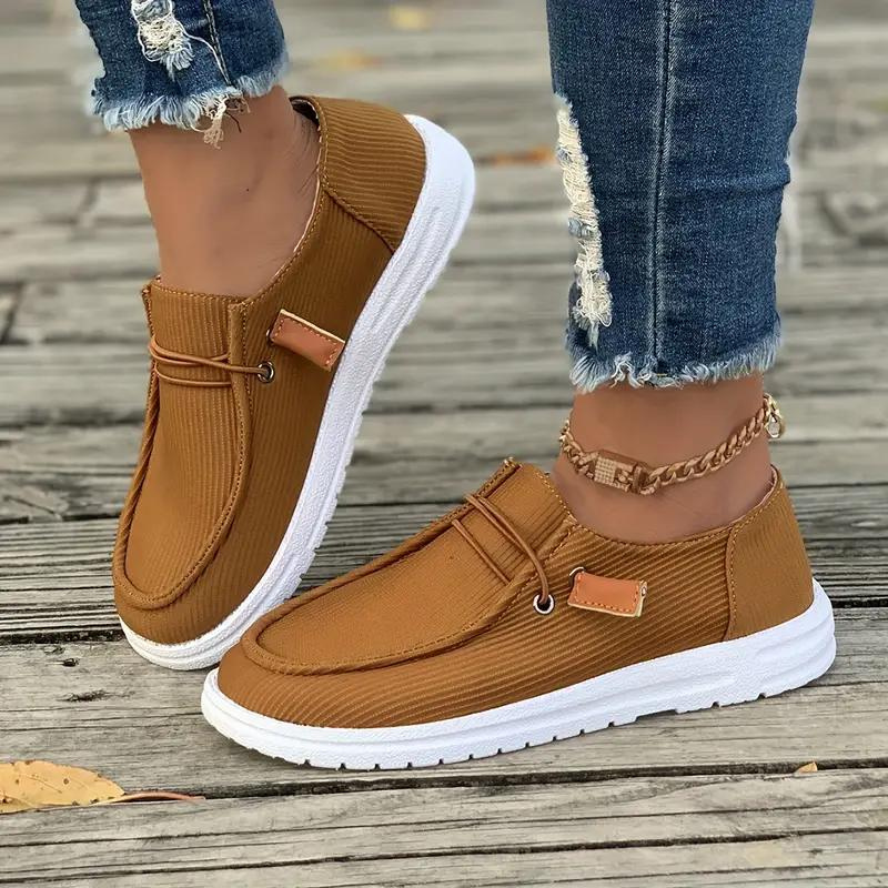 Qualitychic — High-Quality Fabric Shoes With Comfortable Chic Slip-On Footwear Design Brown