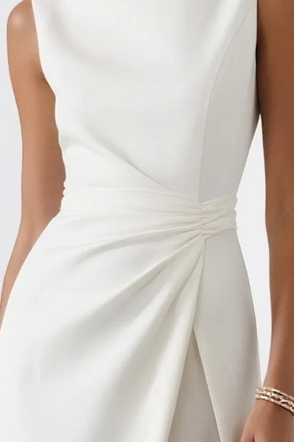 Boatneck — Structured Fabric Maxi Dress With Boat Neck Sleeveless Wedding Design