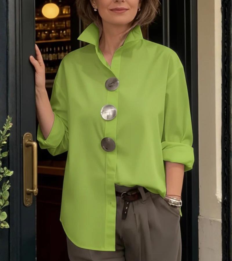 Wexford — Structured Blouse With Modern Tailored Long Sleeve Design Green
