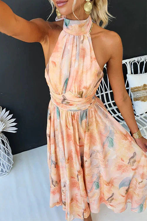 Calanthe — Watercolour Maxi Dress For Flowing Elegant Summer Gown Style