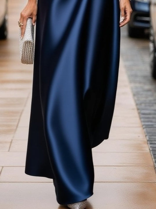 Luxe Glitter Satin Batwing Sleeve Maxi Dress