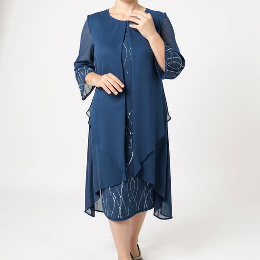 Nienke - Elegant Wrap Dress Blue