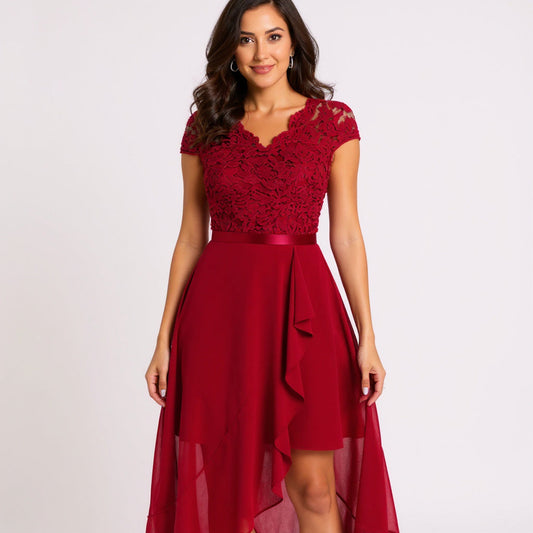 Seraphina | Lace Overlay Midi Dress