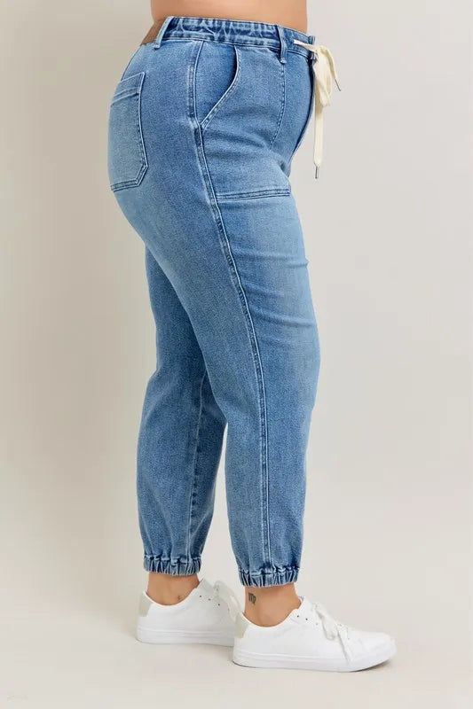 Everyday High Waist Denim Joggers – Plus Size