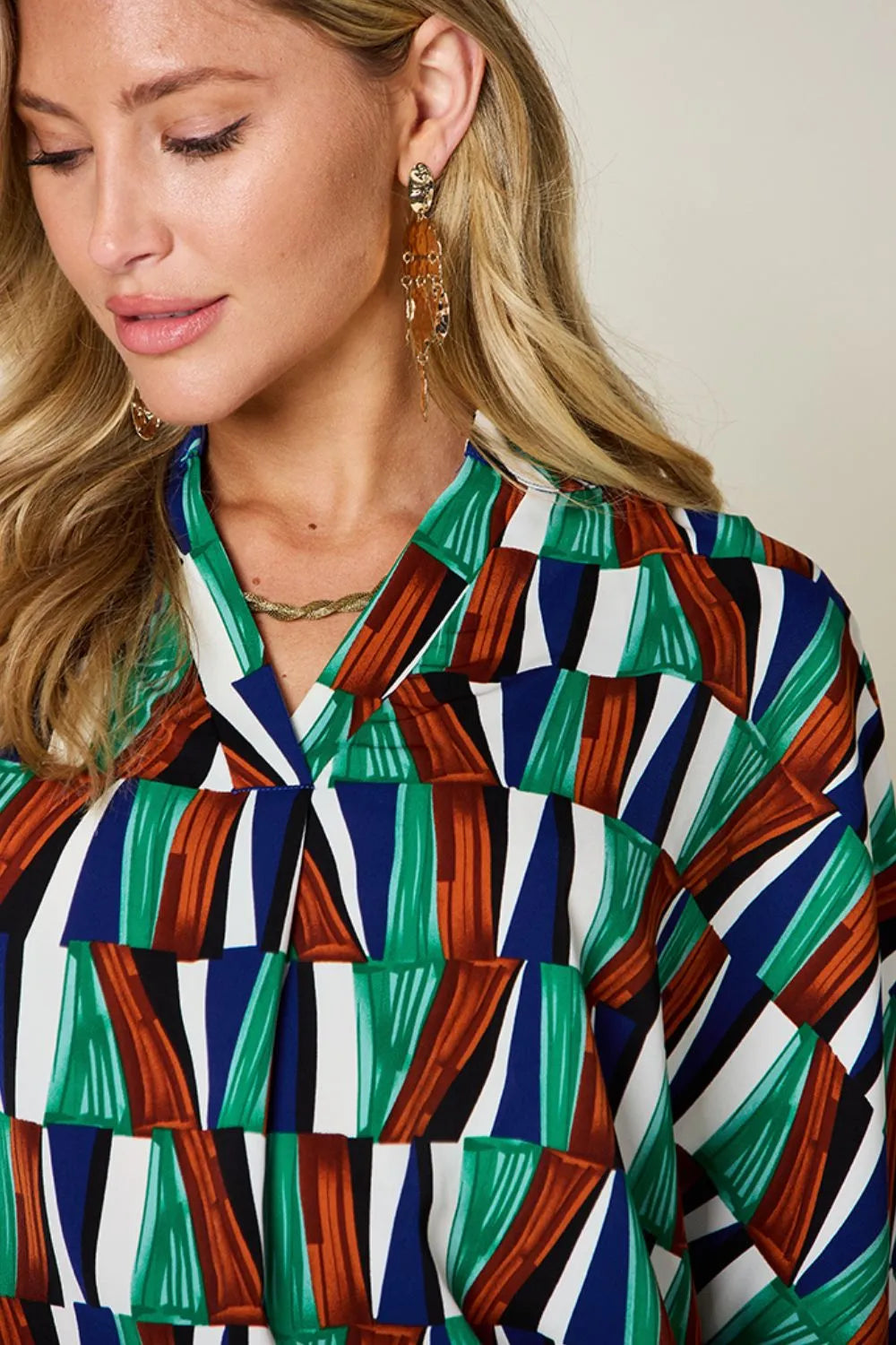 Color Pizazz Notched Dolman Sleeve Top