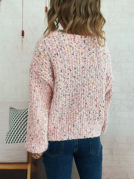 Women’s Colorful Long Sleeve Sweater – Vibrant Knit Pullover for Fall & Winter