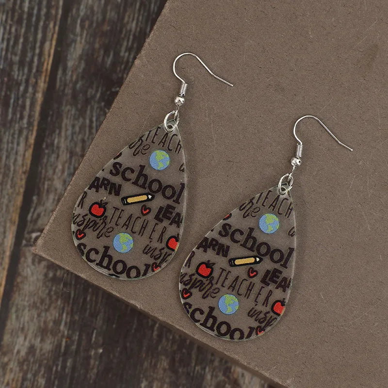 School Teardrop Dangle Earrings