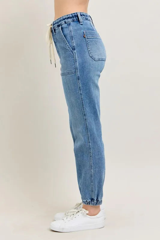 Everyday High Waist Denim Joggers – Plus Size