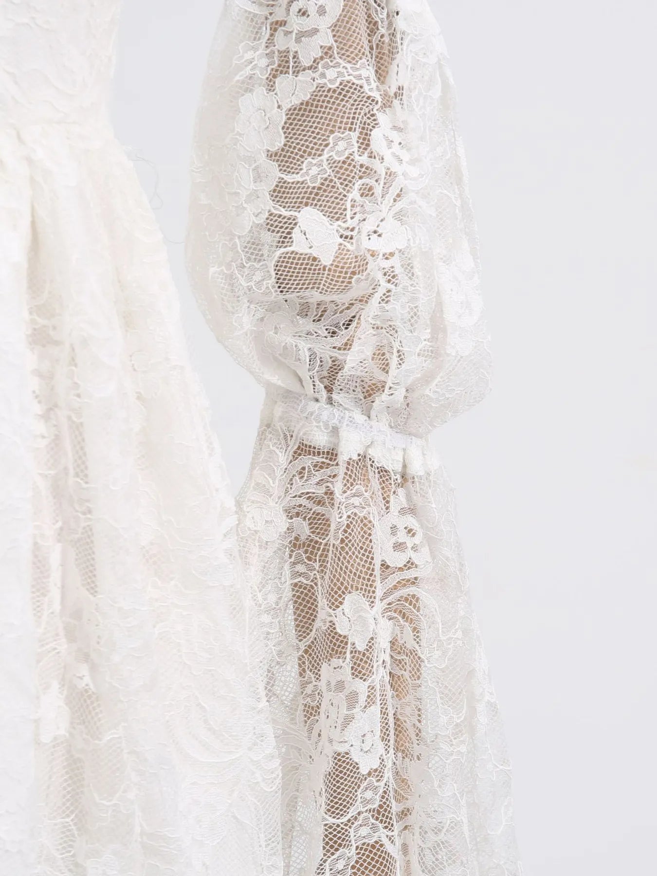 White Square Neck Lace Long Sleeve Dress – Elegant Vintage-Inspired Formal Dress for Women