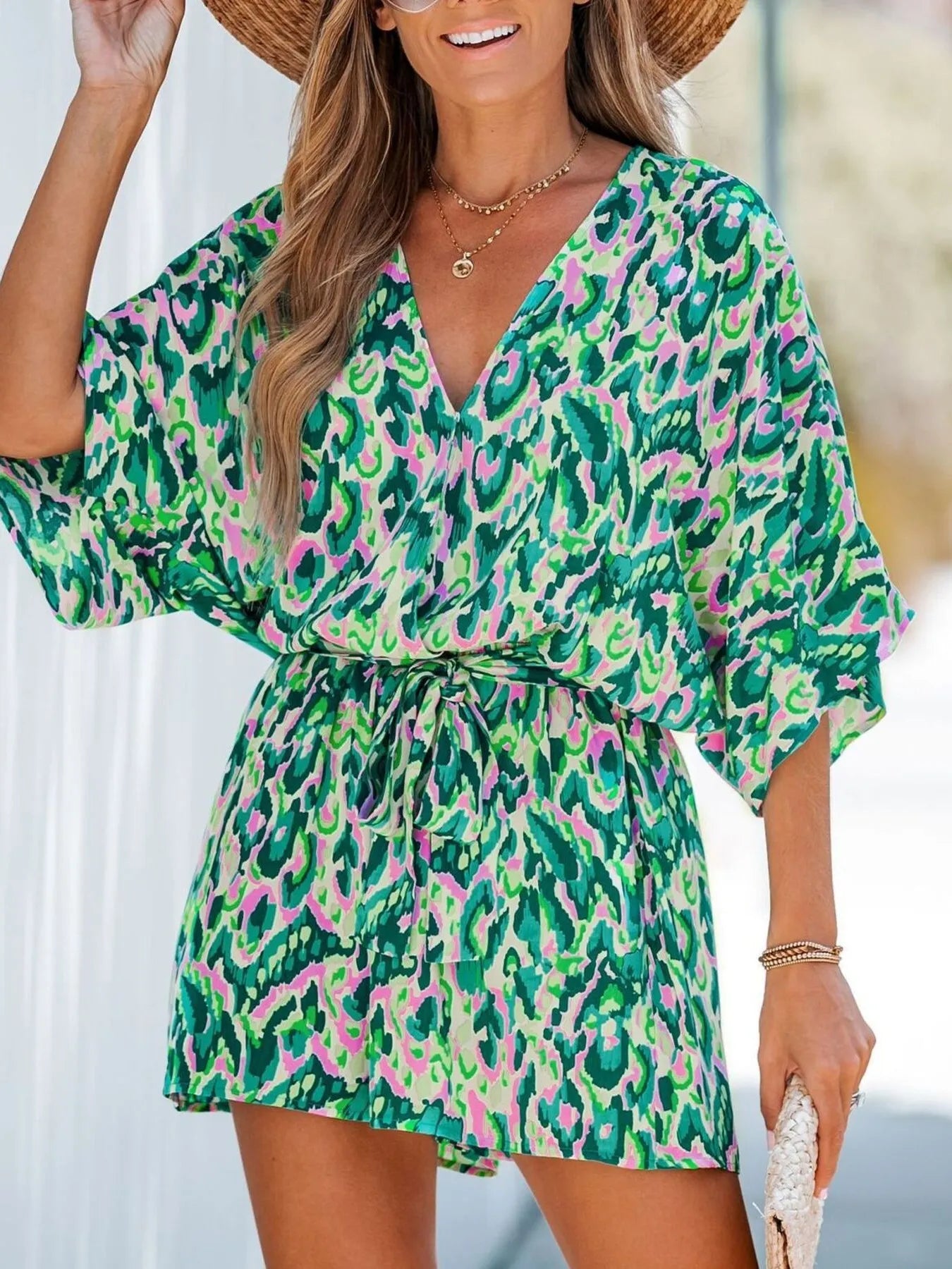 Boho Bloom V-Neck Batwing Romper