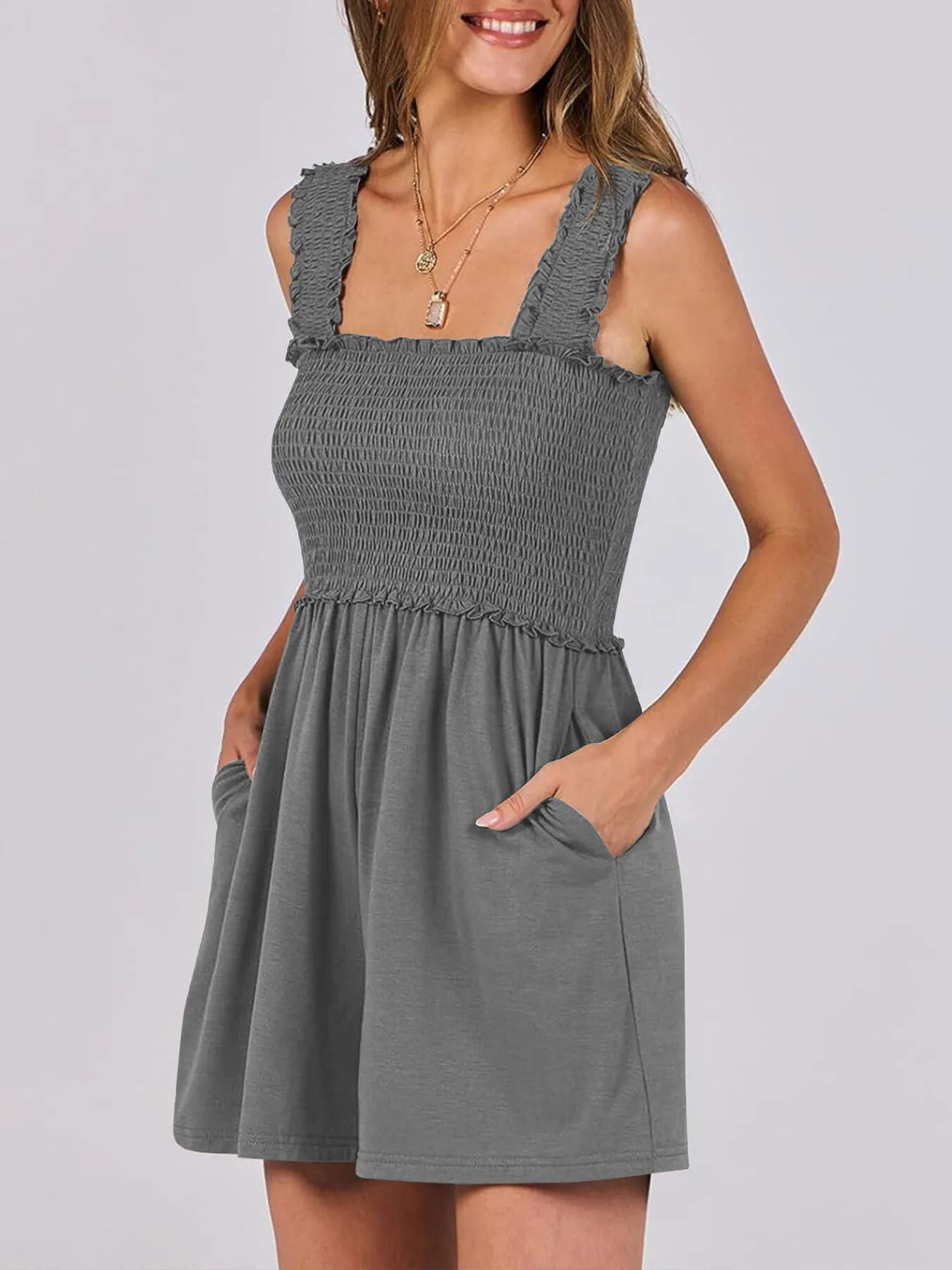 Smocked Summer Romper – Square Neck, Breezy Fit
