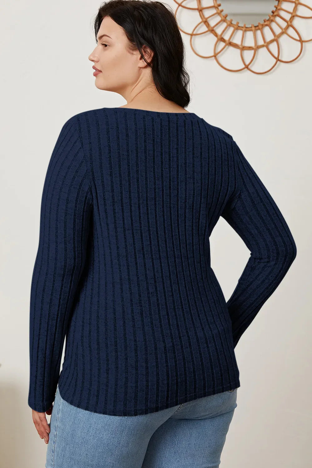 Comfy Ribbed V-Neck Long Sleeve Tee