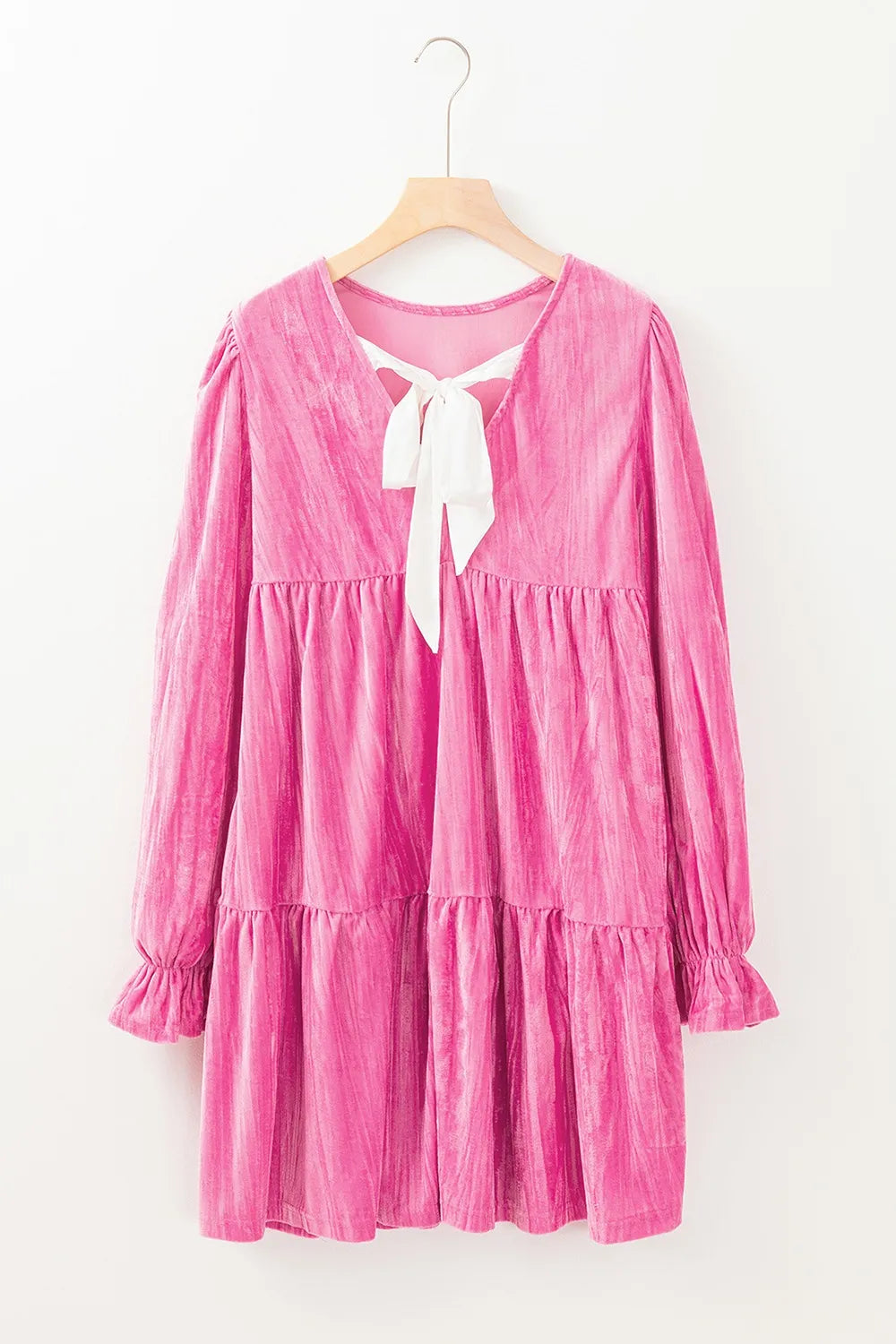 Hot Pink Tiered Mini Dress – Flounce Sleeve Chic