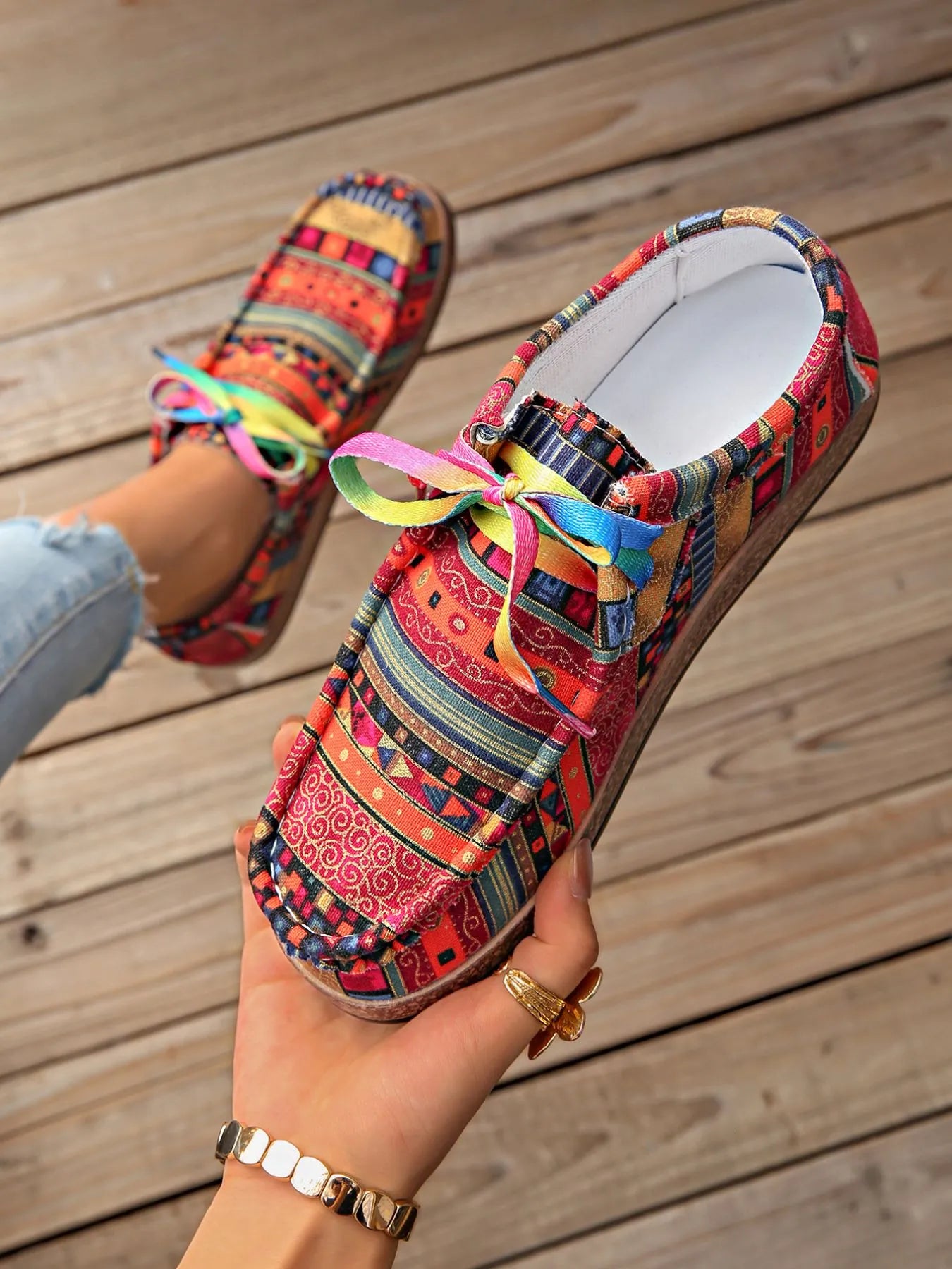 Printed Lace-Up Sneakers – Bold Everyday Style