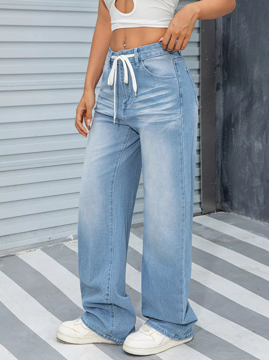 Wide Leg Washed Jeans