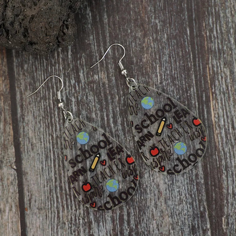 School Teardrop Dangle Earrings