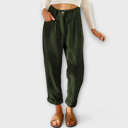Jana - Modern Cord Trousers Green