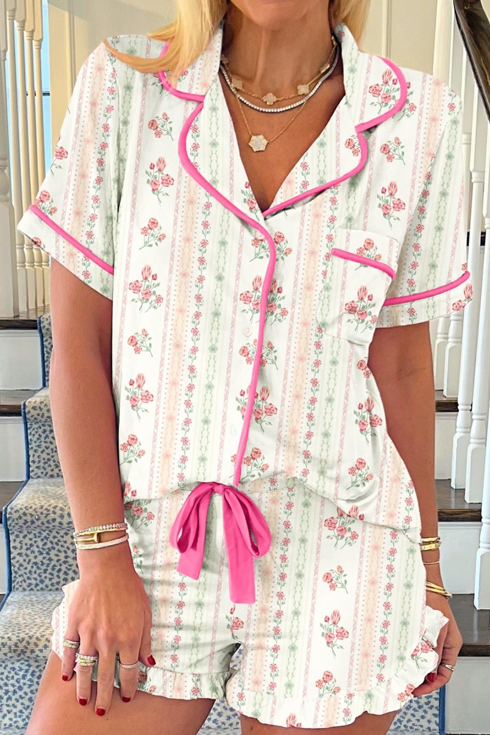 Printed Lounge Set - Button Up