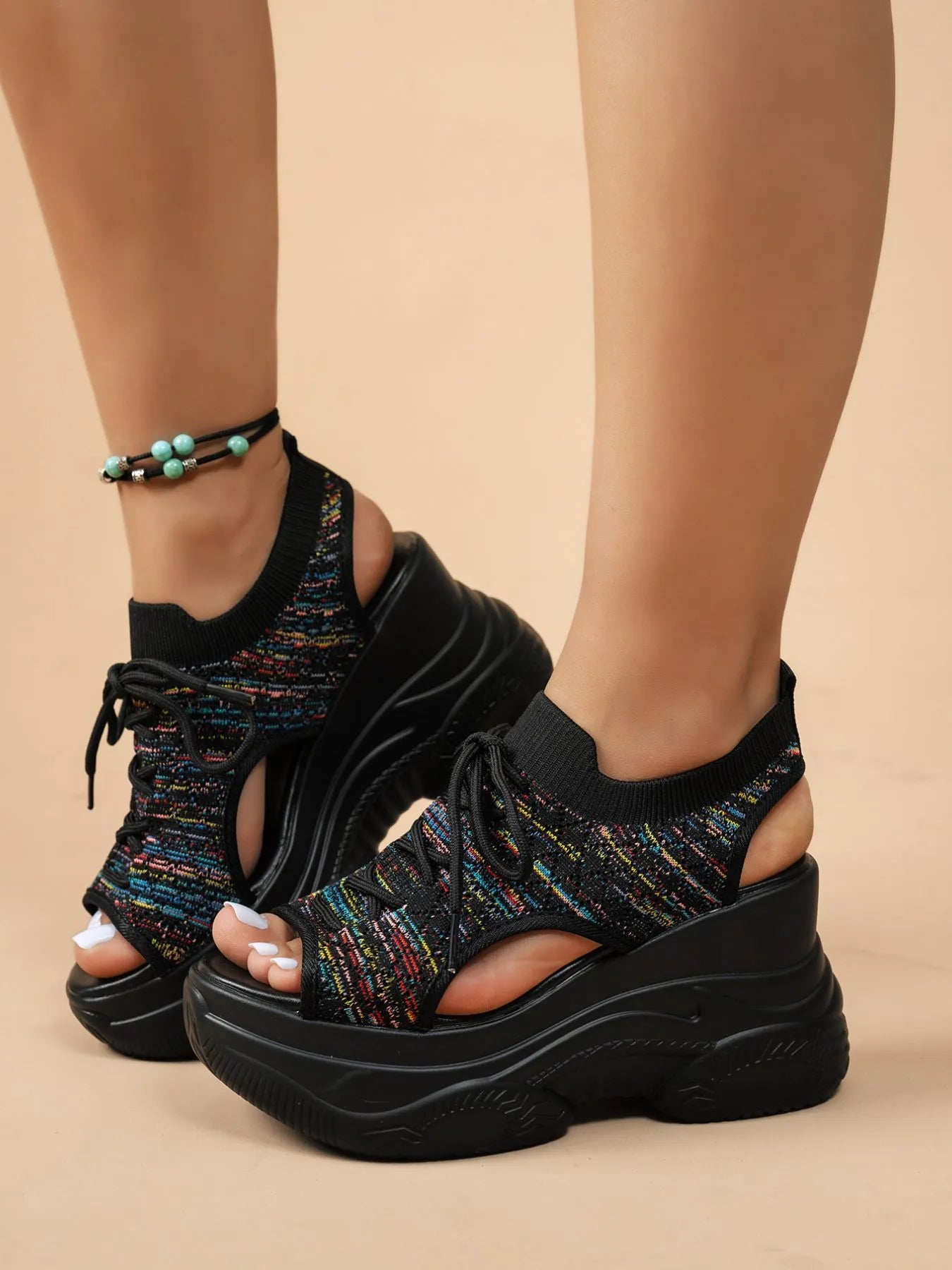 Lace-Up Platform Wedge Sandals – Fashion-Forward Lift